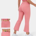 aktív ruházat Halara crossover magas derekú hátsó zsebben flare capri jóga leggings cukorka rózsaszín nők 8FPF80310