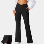 aktív ruházat Halara crossover zsebben osztott szegély teljes hosszában lobogó leggings-smile fekete nők 8FPF80322