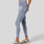 aktív ruházat Halara magas derekú crossover oldalzseb mosott alkalmi 7/8 leggings virágos esőkék nők 8FPF801559