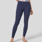 aktív ruházat Halara magas derekú crossover színes blokk 7/8 jóga leggings sötétkék nők 8FPF801561