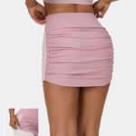 aktív ruházat Halara magas derekú, domború, 2 az 1-ben színes blokk bodycon mini alkalmi szoknya hamu rózsaszín nők 8FPF80612