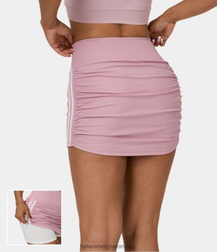 aktív ruházat Halara magas derekú, domború, 2 az 1-ben színes blokk bodycon mini alkalmi szoknya hamu rózsaszín nők 8FPF80612