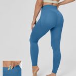 aktív ruházat Halara magas derekú elülső zseb domború popsi emelő edzés 7/8 leggings vallarta kék nők 8FPF801531