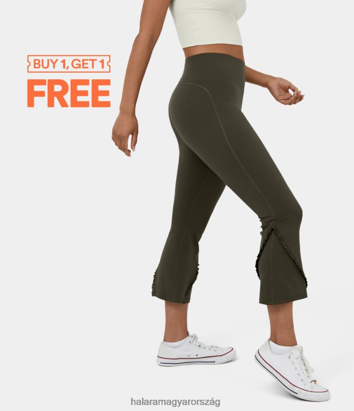 aktív ruházat Halara magas derekú haskontroll fodor enyhén kiszélesedő capri alkalmi leggings erdei éjszaka nők 8FPF80295 - Image 1