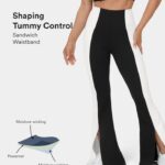 aktív ruházat Halara magas derekú haskontroll osztott szegély színes blokk flare alkalmi leggings fekete nők 8FPF80315