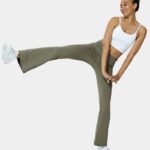 aktív ruházat Halara magas derekú oldalzseb enyhén kiszélesedő leggings moha zöld nők 8FPF80362