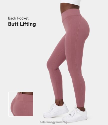 aktív ruházat Halara mindennapi magas derekú hátsó zsebes pamut 7/8 leggings elszáradt rózsa nők 8FPF801522