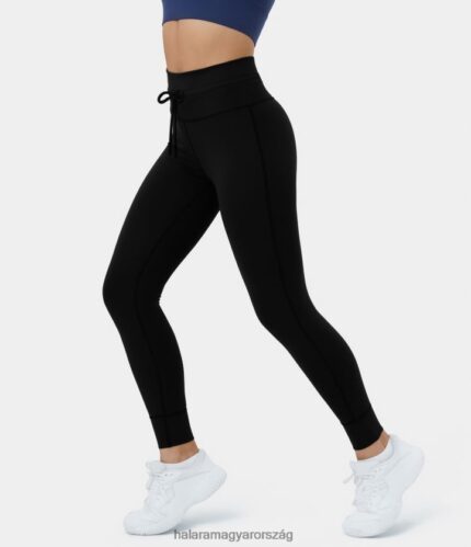 aktív ruházat Halara softlyzero magas derekú húzózsinóros jóga 7/8 leggings fekete nők 8FPF801467