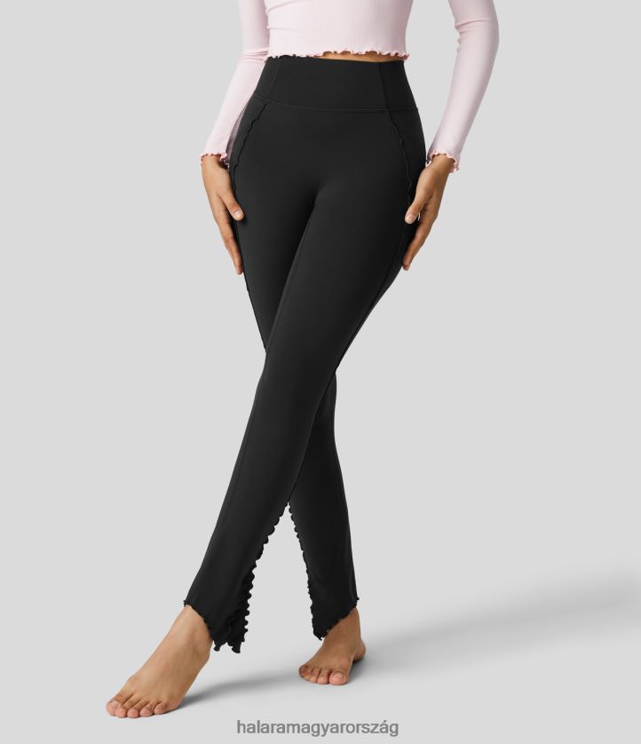 aktív ruházat Halara softlyzero magas derekú oldalzseb osztott szegély saláta díszítéssel teljes hosszúságú jóga leggings fekete nők 8FPF801563 - Image 1