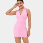 aktív ruházat Halara softlyzero plüss galléros fűző ujjatlan bodycon mini pickleball aktív ruha virágcsokor nők 8FPF80947