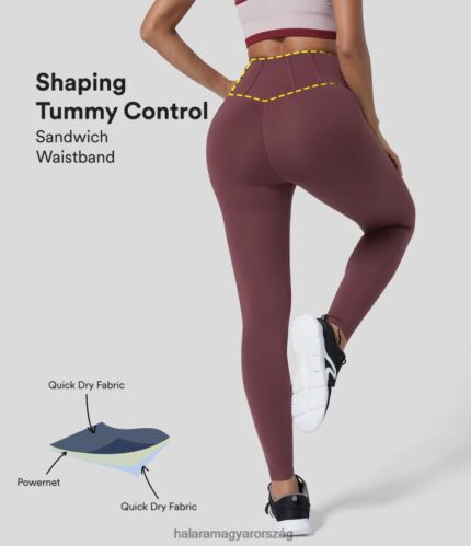aktív ruházat Halara speedwave magas derekú szendvics derékpánt haskontroll gyorsszárító 7/8 edzés leggings gesztenyebarna banner nők 8FPF801532