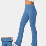 aktív ruházat Halara szuper magas derekú, lehajtható zsebes teljes hosszúságú lobogó leggings foltos kék nők 8FPF80302