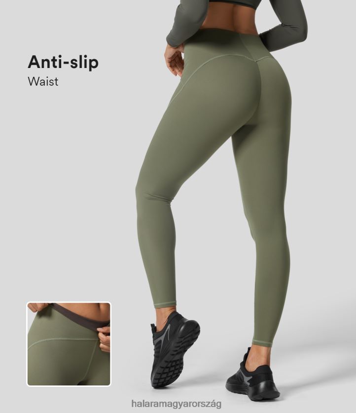 aktív ruházat Halara ultrasculpt magas derekú csúszásgátló haskontroll felsővarrás edzés 7/8 leggings fű szürke zöld nők 8FPF801534 - Image 1