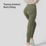 aktív ruházat Halara ultrasculpt magas derekú domború pocak kontroll fenékemelő jóga 7/8 leggings fű szürke zöld nők 8FPF801463
