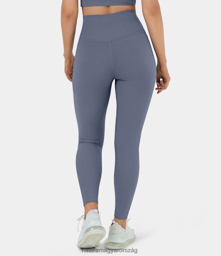 aktív ruházat Halara varrat nélküli flow magas derekú bordás kötött 7/8 leggings éjszakai árnyékoló kék nők 8FPF801511 - Image 1