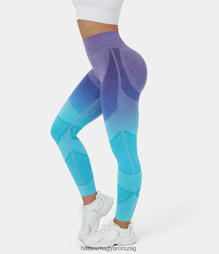 aktív ruházat Halara varrat nélküli flow magas derekú gradiens jóga leggings kék fehér színátmenet kék nők 8FPF801452 - Image 1
