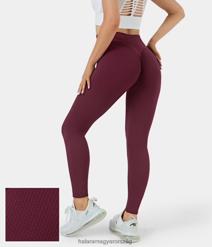 aktív ruházat Halara varrat nélküli flow magas derekú jacquard popsi emelő leggings Burgundia nők 8FPF801503 - Image 1