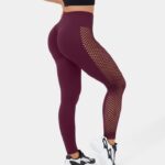 aktív ruházat Halara varrat nélküli flow, magas derekú, kivágott, dörzsölt jóga 7/8 leggings windsori bor nők 8FPF801477