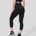 aktív ruházat Halara varrat nélküli flow magas derekú popsi emelő domború jóga capri leggings fekete nők 8FPF801456