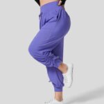 alsók Halara Magas derekú, húzózsinórral kötött oldalzseb, bokahosszúságú, elkeskenyedő alkalmi plus size kocogónadrág ködös levendula nők 8FPF802129