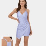 ruházat Halara állítható pánttal háttámla nélküli, aszimmetrikus szegélyű bodycon mini alkalmi ruha drágakő világoskék nők 8FPF801036