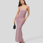 ruházat Halara áttetsző, háttámla nélküli állítható pántos bodycon metál maxi slip party ruha csillogó sárgabarack rózsaszín nők 8FPF801122