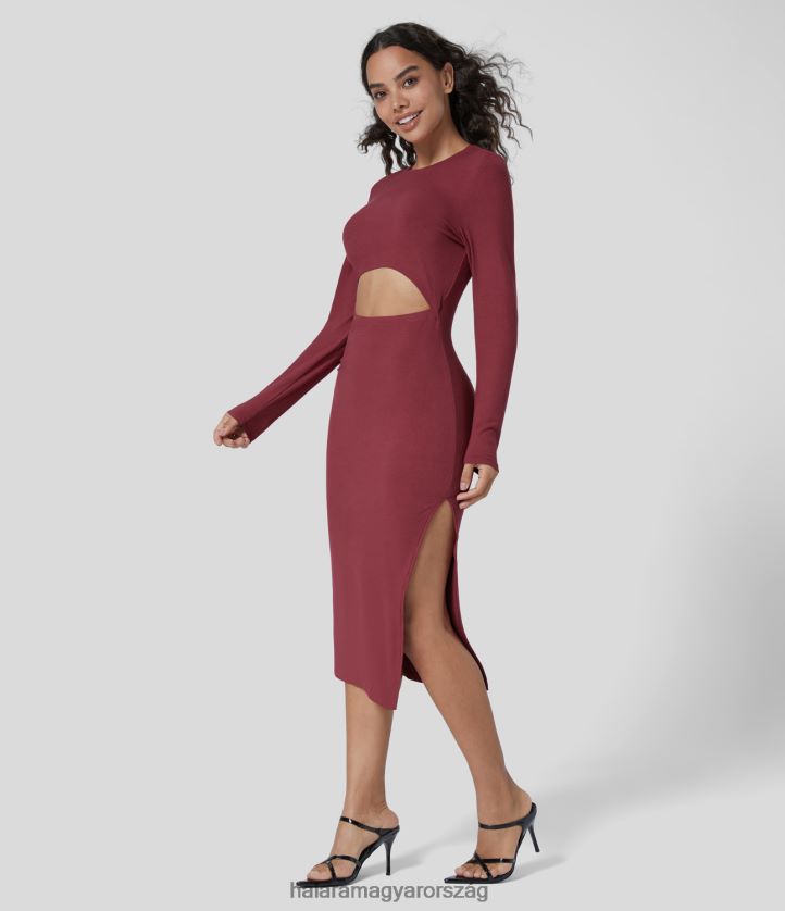 ruhazat_halara_bordas_kotott_kornyaku_hosszu_ujju_kivagott_hasitott_szegely_tomor_bodycon_midi_alkalmi_ruha_rubin_bor_nok_8fpf801086.jpg ruházat Halara bordás kötött környakú, hosszú ujjú kivágott hasított szegély tömör bodycon midi alkalmi ruha rubin bor nők 8FPF801086 - Image 1