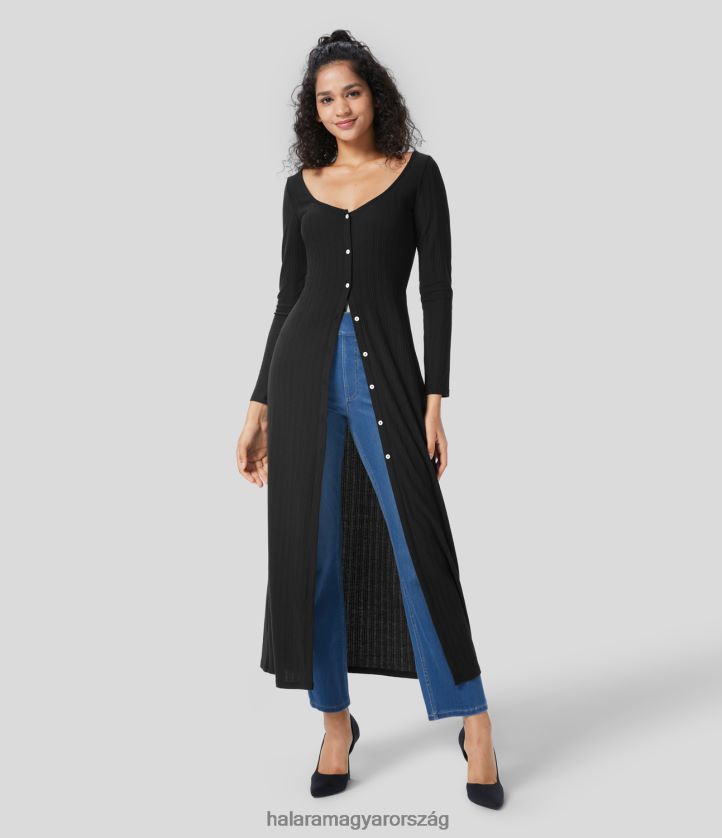 ruhazat_halara_gomb_hosszu_ujju_bodycon_maxi_alkalmi_ruha_fekete_nok_8fpf801125.jpg ruházat Halara gomb hosszú ujjú bodycon maxi alkalmi ruha fekete nők 8FPF801125 - Image 1