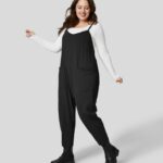ruházat Halara háttámla több zsebes bokáig érő alkalmi kúpos molett jumpsuit csap cipő nők 8FPF802078