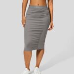 ruházat Halara középen emelkedő elasztikus derékrész, dörzsölt bodycon midi alkalmi szoknya toronyszürke nők 8FPF80739