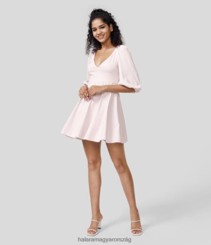 ruházat Halara softlyzero légies mély v nyakú bishop sleeve flare mini cool touch alkalmi ruha sifon fehér nők 8FPF801061