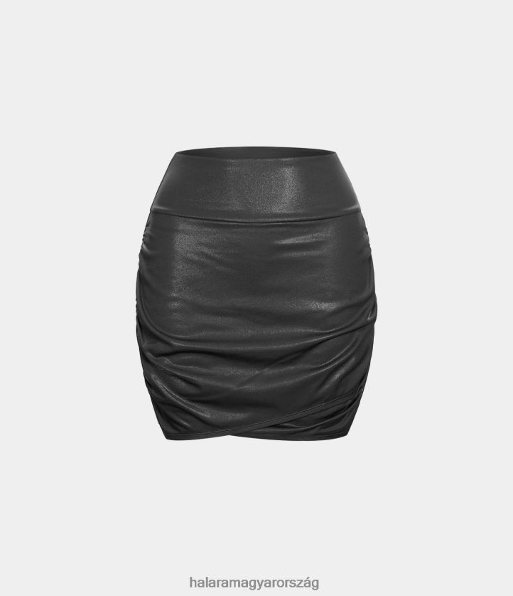 ruházat Halara softlyzero műbőr magas derekú bodycon fóliamintás rugalmas, 2 az 1-ben rugós alkalmi szoknya fényes alkonyfekete nők 8FPF80628 - Image 1