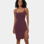 ruházat Halara spagettipántos négyszögletes nyakú, hát nélküli fűző osztott bodycon midi alkalmi ruha ábra nők 8FPF801087