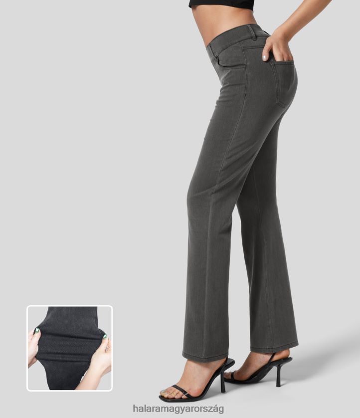 ruházat Halara varázslatos, középen emelkedő, több zsebes mosott, rugalmas kötött munkás bootcut farmernadrág világosszürke mosott farmer nők 8FPF80331 - Image 1
