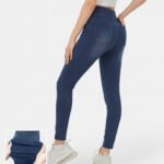 ruházat Halara varázslatos magas derekú hátsó zsebben rugalmas kötött farmer alkalmi 7/8 leggings jet kék farmer nők 8FPF801388