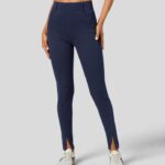 ruházat Halara varázslatos magas derekú oldalzseb osztott, rugalmas kötött farmer alkalmi leggings tinta kék farmer nők 8FPF801380